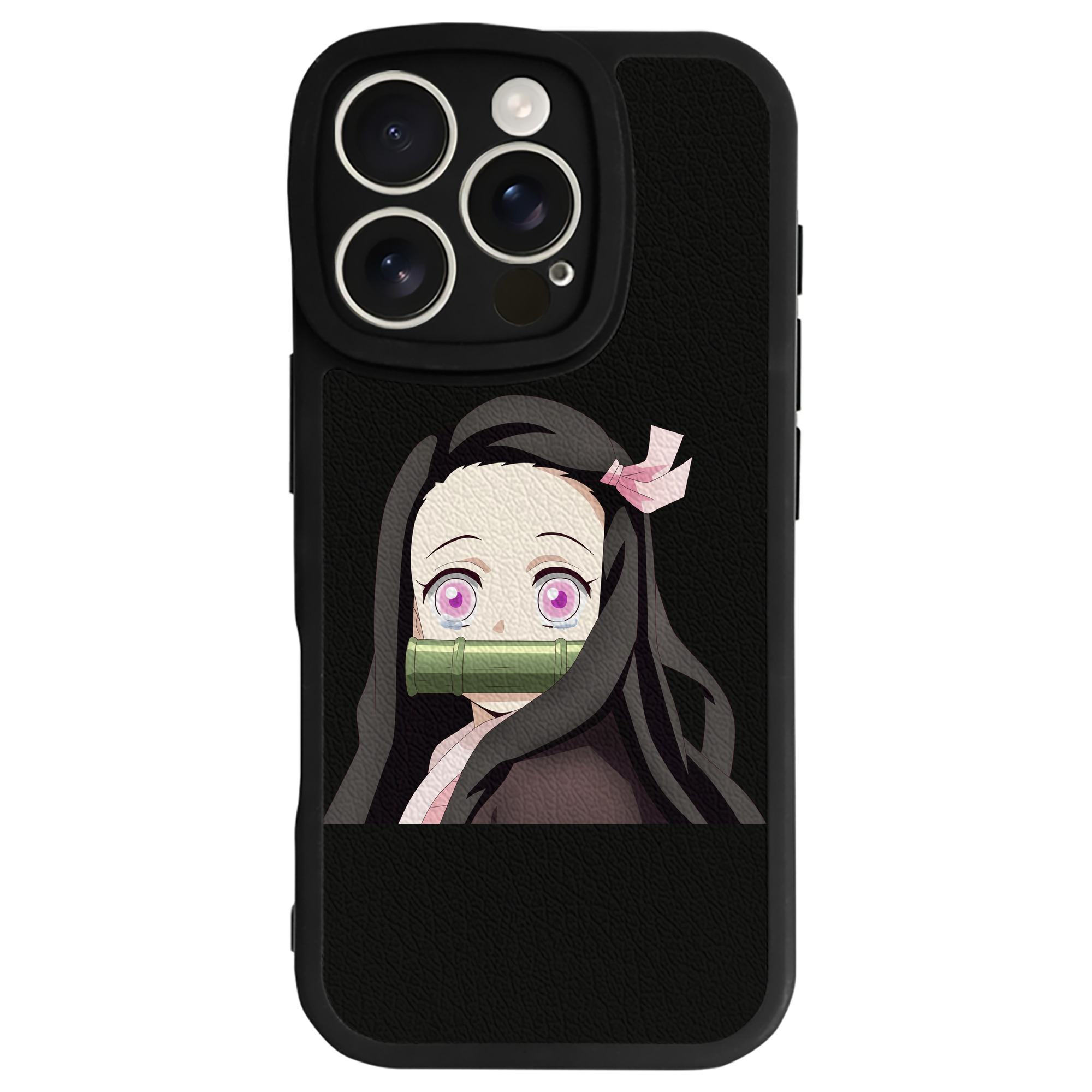（画像用） 鬼滅の刃（きめつのやいば）竈門 禰󠄀豆子／かまど ねずこ Kamado Nezuko 【iPhone 16シリーズ対応】シリコンスマホケース（レザー調） 材質：シリコン